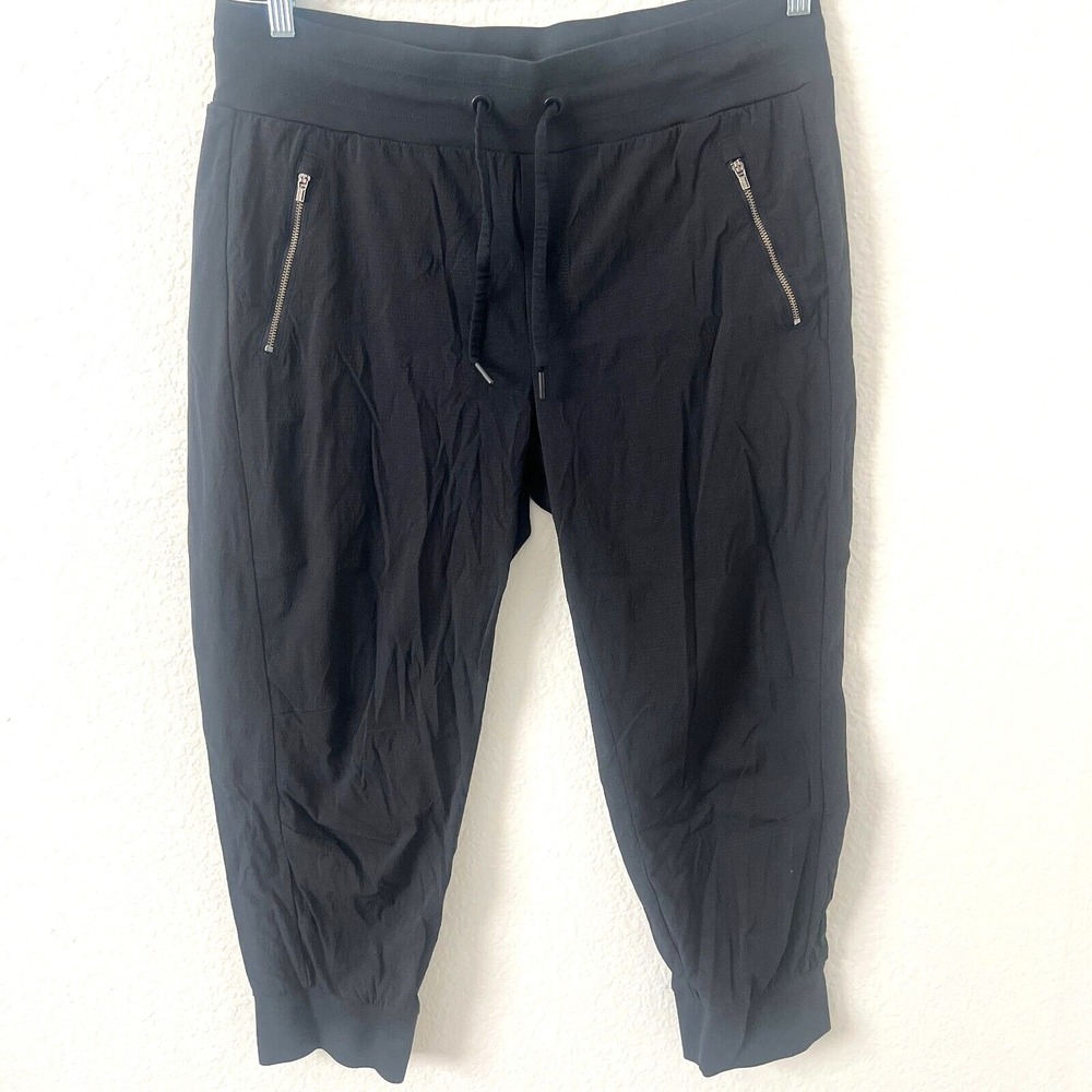ATHLETA Size 14 Trekkie North Crop Joggers Women's Ripstop Black‎ Drawstring